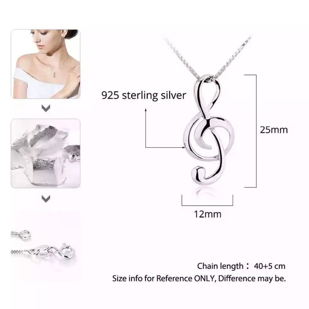 A New Sterling Silver Musical Note Necklace - Picture 4 of 4